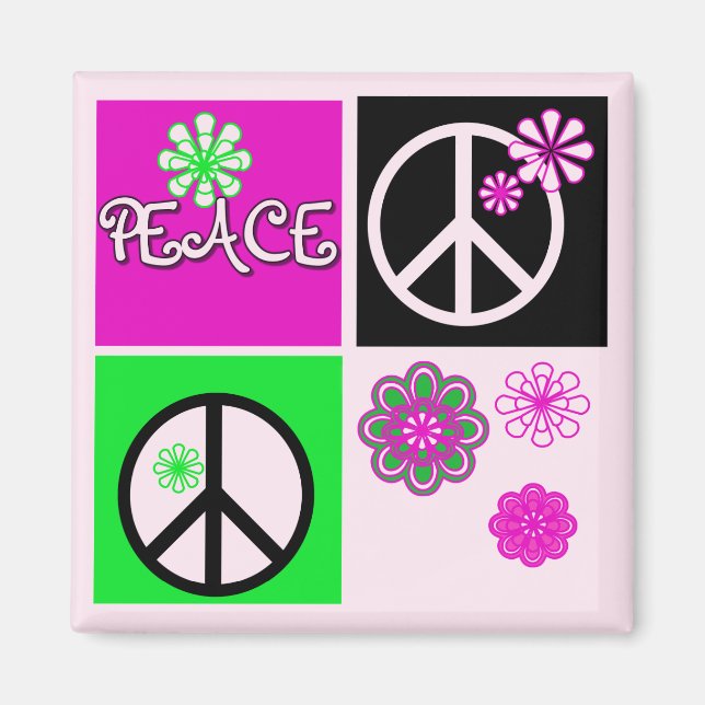 Hot Colors Peace T - Shirt und Geschenke Magnet (Vorne)