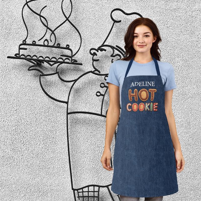 Hot Cookie Alphabet Imitate Denim Schürze (Fun, customizable hot cookie apron.)