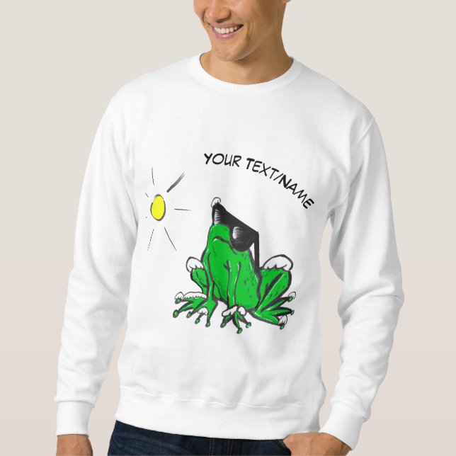 Hot & Cool Frog Cartoon Cust. Name/Text Sweatshirt (Vorderseite)