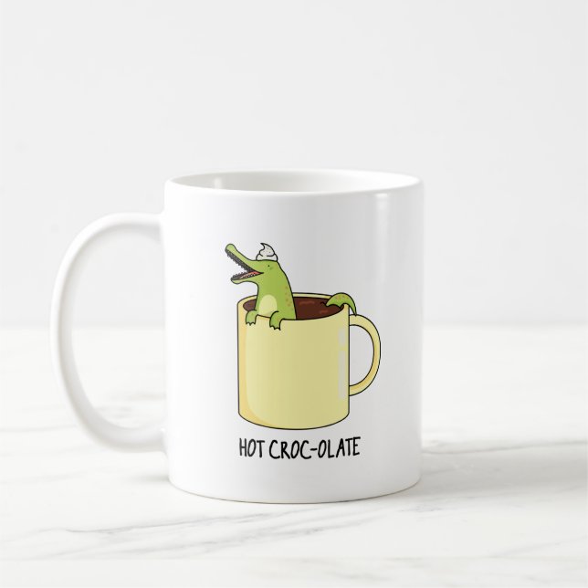 Hot Croc Colate Funny Crocodile Pun Kaffeetasse (Links)