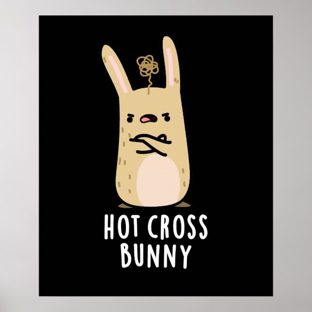 Hot Cross Bunny Funny Angry Rabbit Pub Dark BG Poster (Vorne)