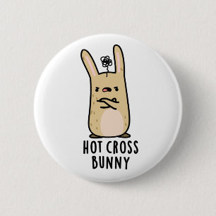 Hot Cross Bunny Funny Angry Rabbit Puff Button