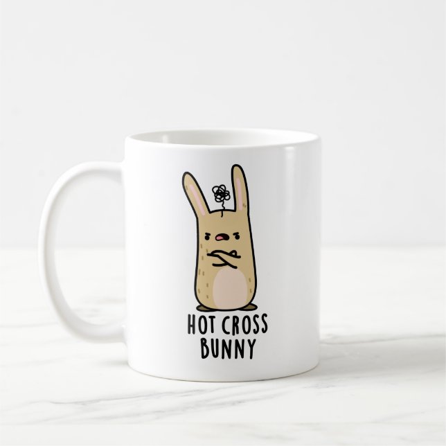 Hot Cross Bunny Funny Angry Rabbit Puff Kaffeetasse (Links)