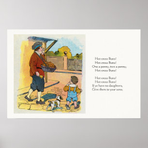 Hot-Cross-Buns, Mother Gans Kinderzimmer Rhyme Pic Poster