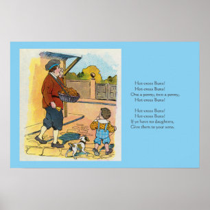 Hot-Cross-Buns, Mother Gans Kinderzimmer Rhyme Pic Poster