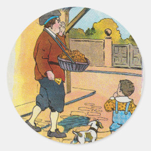 Hot-Cross-Buns, Mother Gans Kinderzimmer Rhyme Pic Runder Aufkleber