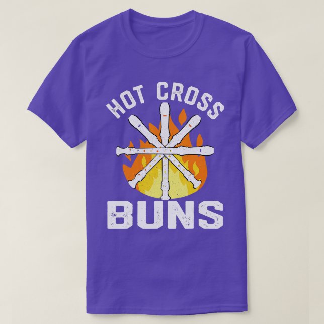 Hot Cross Buns Recorder Frauenmuster für Vater Vin T-Shirt (Design vorne)