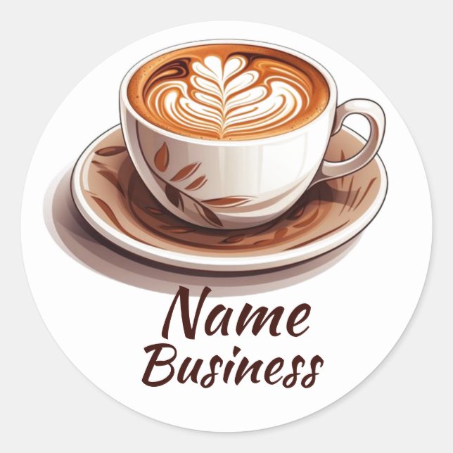 Hot-Cup-Café-Geschäft Runder Aufkleber (Vorderseite)