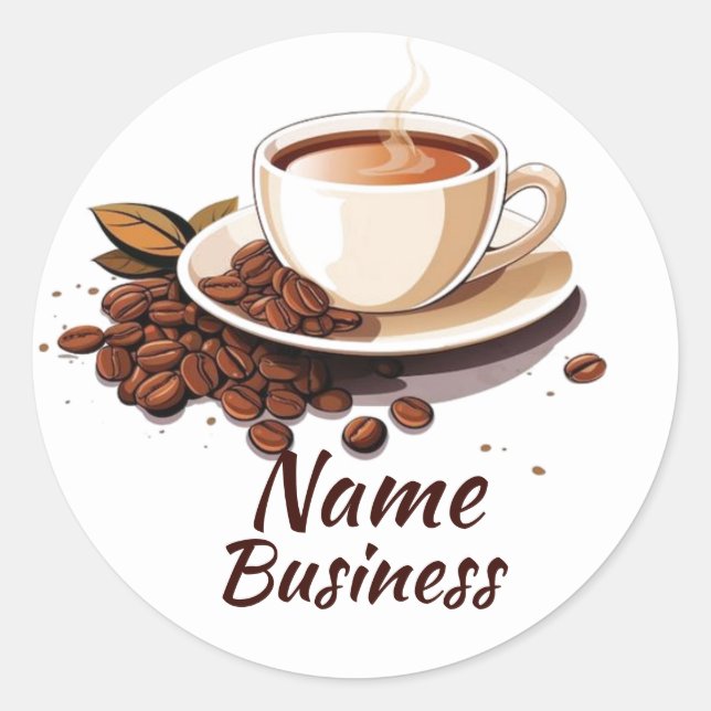 Hot-Cup-Café-Geschäft Runder Aufkleber (Vorderseite)
