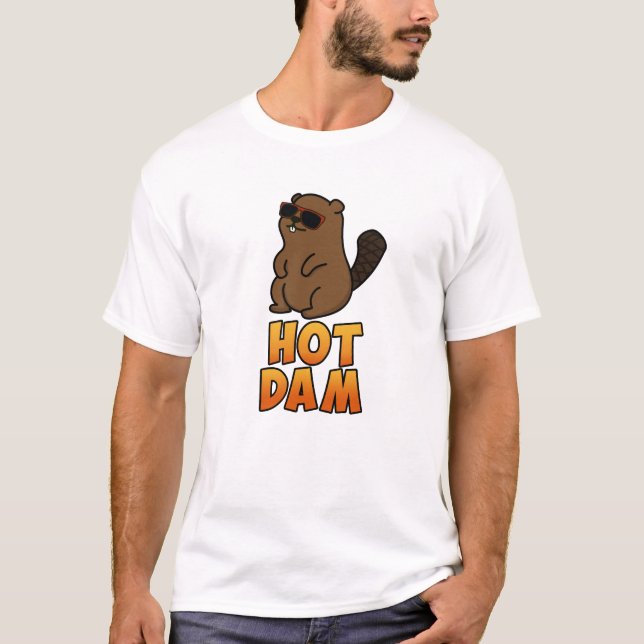 Hot Dam Funny Cool Beaver Pub T-Shirt (Vorderseite)