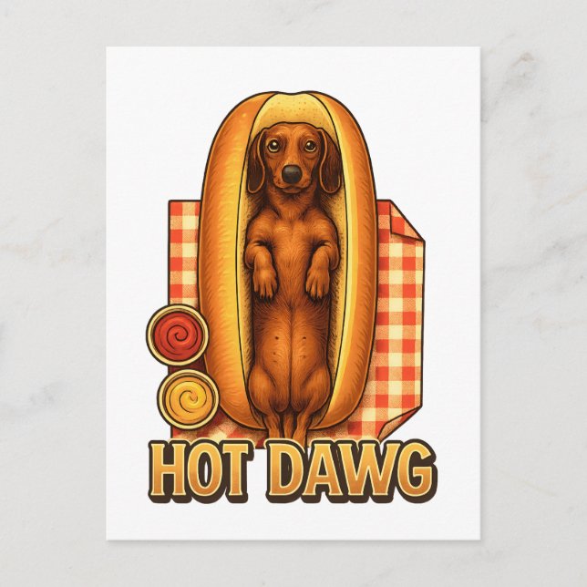 Hot Dawg Funny Dachshund Hot Dog Parody Cute Dog  Postkarte (Vorderseite)