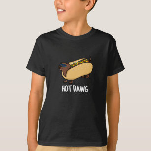Hot Dawg Funny Hot Dog in einem Bun Puff Dark BG T-Shirt