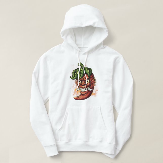 Hot Demon Pepper - Angry Chili Oni Mask Design Hoodie (Design vorne)