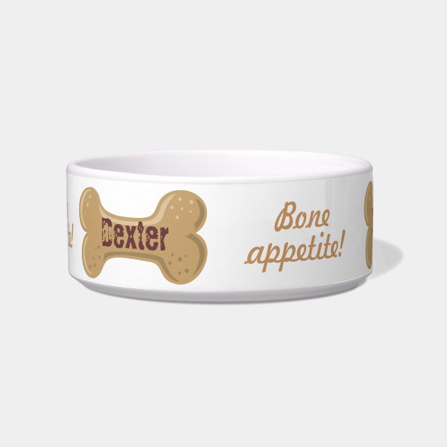 Hot Diggity_Bone Appetit_personalisierter Dog Bone Napf (Vorderseite)