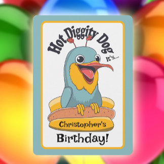 Hot Diggity Dog Crazy Bird Kinder Geburtstagsparty Einladung