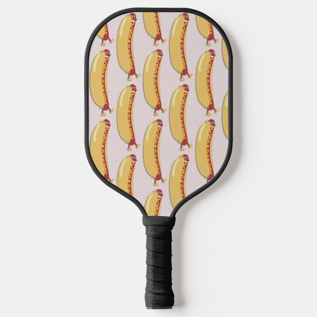 Hot Diggity Dog Fun Cheeky Retro Charakter Pickleball Schläger (Vorderseite)