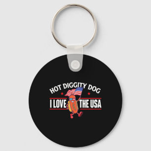 Hot Diggity Dog - USA-Amerikanische Flagge 4. Juli Schlüsselanhänger