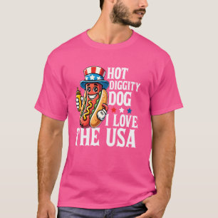 Hot Diggity Hund I Liebe The USA Funny Hot Dog 4. T-Shirt