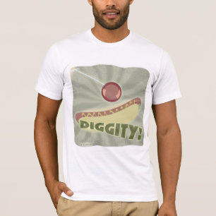 Hot Diggity Hund Spaß Vintager Cartoon Slogan Desi T-Shirt