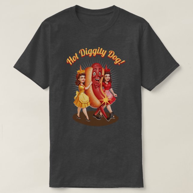 Hot Diggity Hund! Vintager Hot Dog T - Shirt (Design vorne)