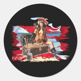 Hot Dive Babes in Bikini Runder Aufkleber