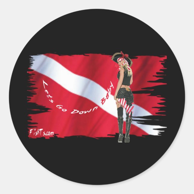 Hot Dive Babes in Bikini Runder Aufkleber (Vorderseite)