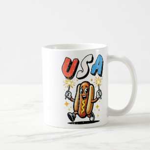 Hot Dog 4. Juli Feuerwerk Unabhängigkeit Tag Ret Kaffeetasse