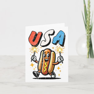 Hot Dog 4. Juli Feuerwerk Unabhängigkeit Tag Ret Karte