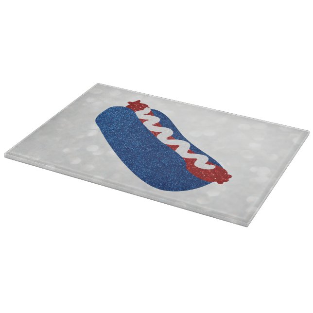 Hot Dog 4. Juli Glitzer Schneidebrett (Ecke)