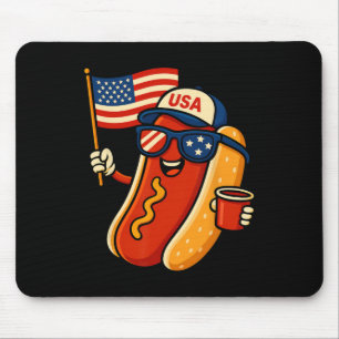 Hot Dog 4. Juli Lustig Patriotisch USA-Flagge Männ Mousepad