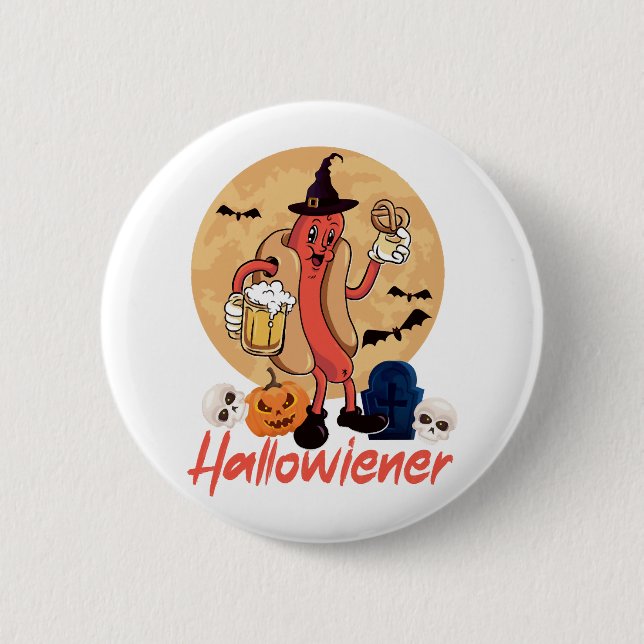Hot Dog Adult Halloween Puff Button (Vorderseite)
