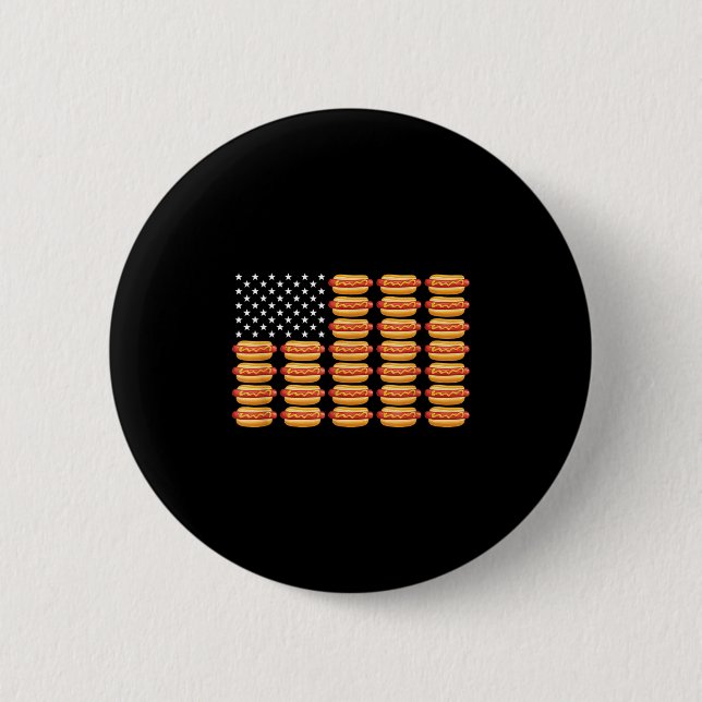 Hot Dog American Flag 4. Juli Patriotic Summer Bb Button (Vorderseite)