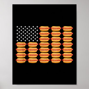 Hot Dog American Flag 4. Juli Patriotic Summer Bb Poster