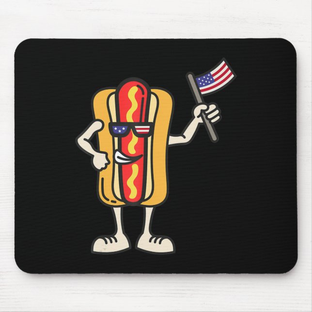 Hot Dog American Flag 4. Juli Patriotische GRILLEN Mousepad (Vorne)