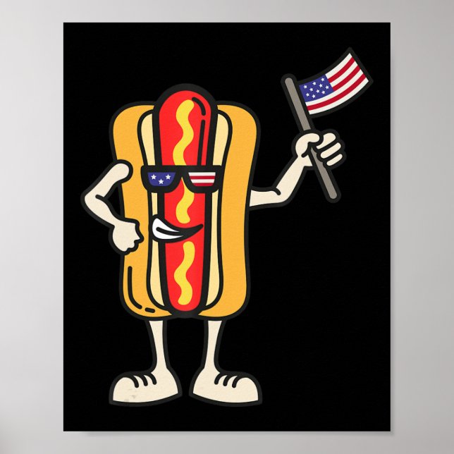 Hot Dog American Flag 4. Juli Patriotische GRILLEN Poster (Vorne)