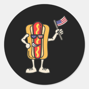 Hot Dog American Flag 4. Juli Patriotische GRILLEN Runder Aufkleber