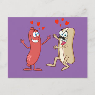 Hot Dog and Bun - Liebe auf den ersten Blick Postkarte