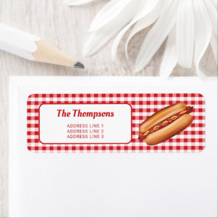 Hot Dog auf rotem Gingham mit individuellem Text