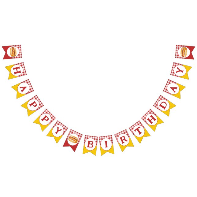 Hot Dog Birthday Party Bunting Flags - Kids Cookou Wimpelkette (Alle)