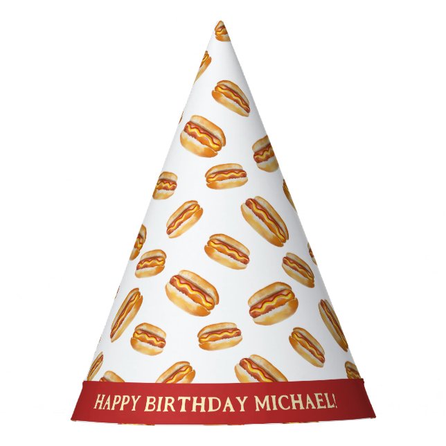 Hot Dog Birthday Party Hat - Kinderkoch Partyhütchen (Vorderseite)