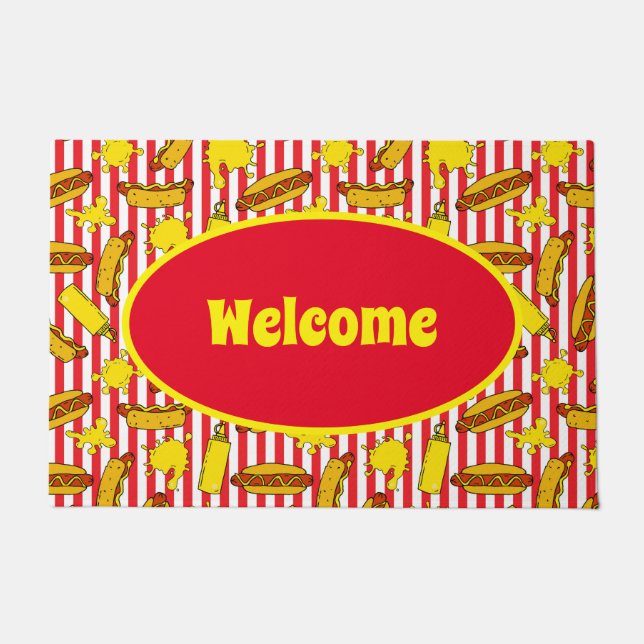 Hot Dog Cart Diner und Restaurant Willkommen Fußmatte (Vorderseite)