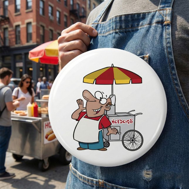 Hot Dog Cart Vendor Street Food Seller Button (Von Creator hochgeladen)