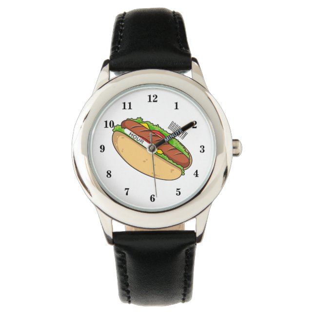 Hot Dog Cartoon Armbanduhr (Vorderseite)