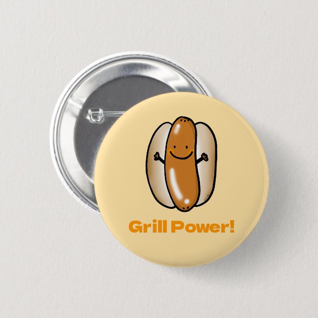 Hot Dog-Cartoon Button (Vorne & Hinten)