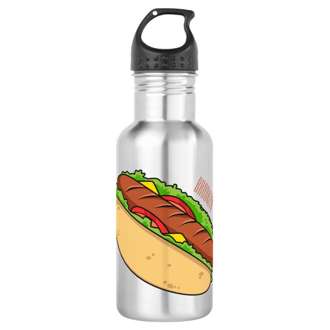 Hot Dog Cartoon Edelstahlflasche (Vorderseite)