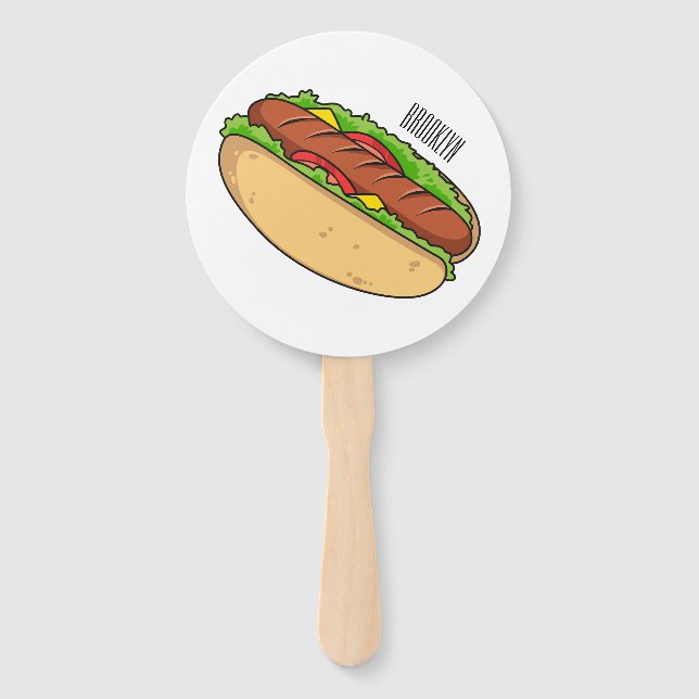 Hot Dog Cartoon Fächer (Vorderseite)