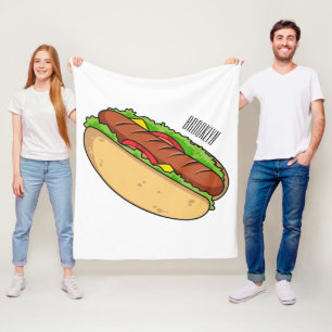 Hot Dog Cartoon Fleecedecke