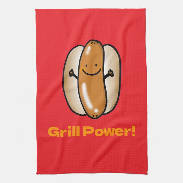 Hot Dog-Cartoon Geschirrtuch (Vertikal)