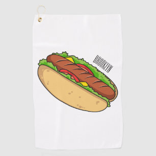 Hot Dog Cartoon Golfhandtuch
