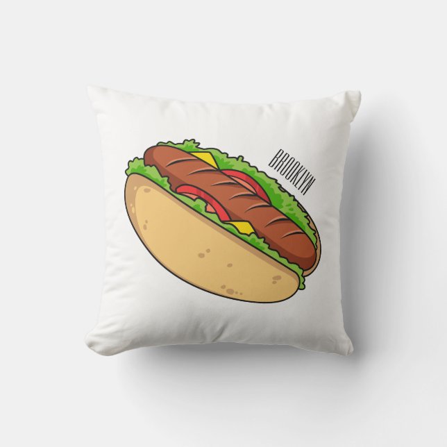 Hot Dog Cartoon Kissen (Vorderseite)